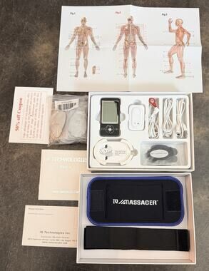 IQ Technologies Pro V Massager Muscle Pain Stress Relief+ Belt + Palm Pads, READ